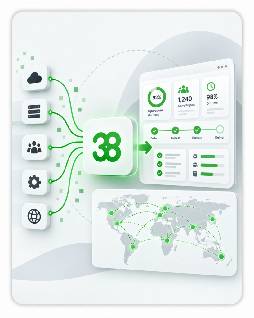 38 Management technology solutions and managed services connecting operational data to global business insights